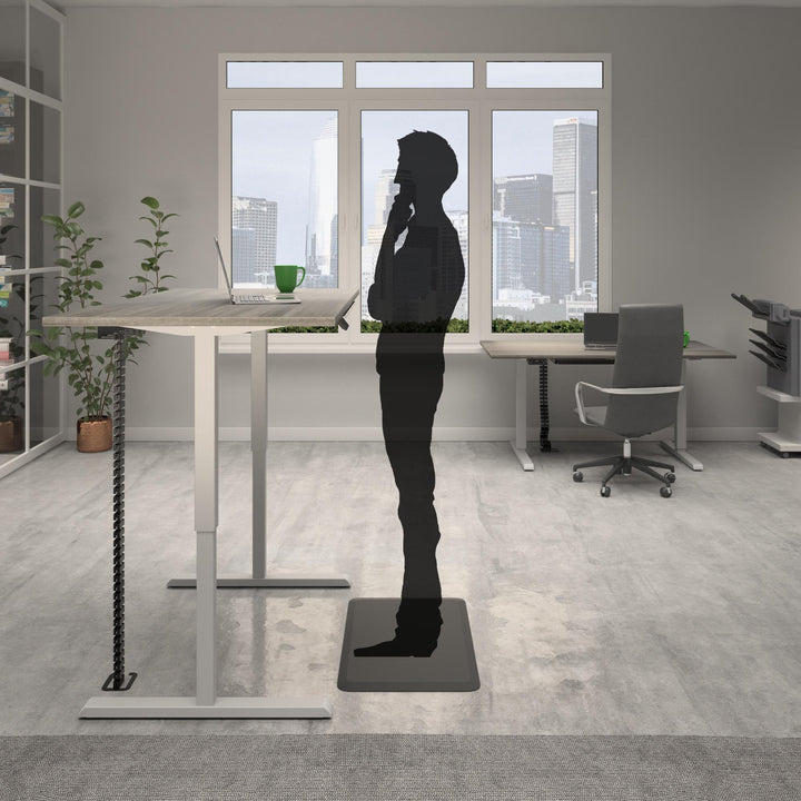 Ergonomic design 60" Pro-Desk with LED height customization -  White - 5’ Straight
