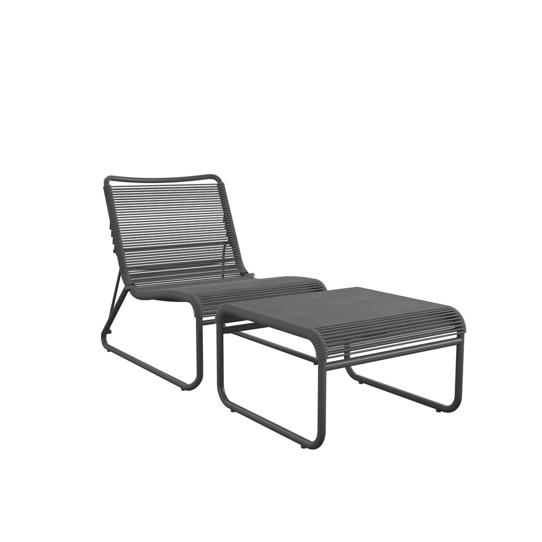 Lita 2 Piece Patio Lounge and Ottoman Set - Charcoal