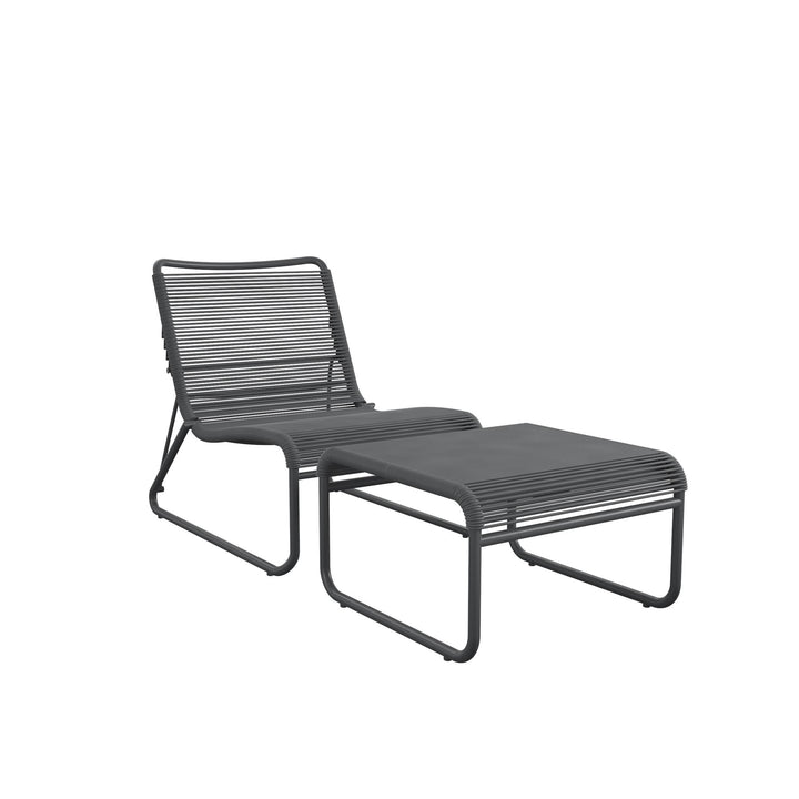 Lita 2 Piece Patio Lounge and Ottoman Set - Charcoal
