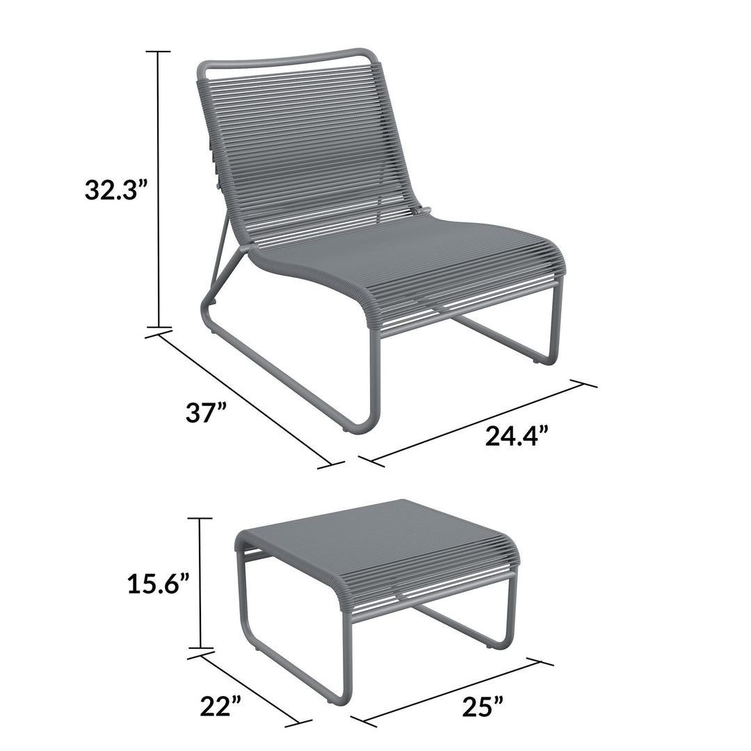 Lita 2 Piece Patio Lounge and Ottoman Set - Charcoal