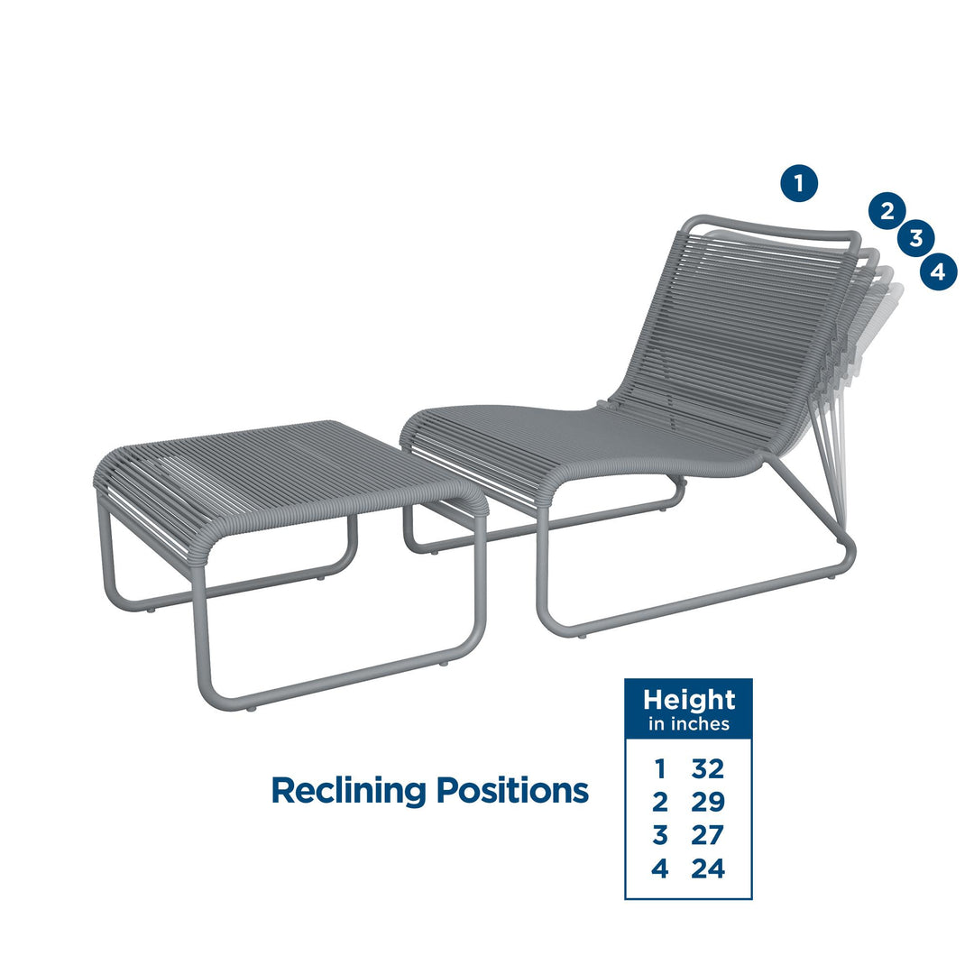 Lita 2 Piece Patio Lounge and Ottoman Set - Charcoal
