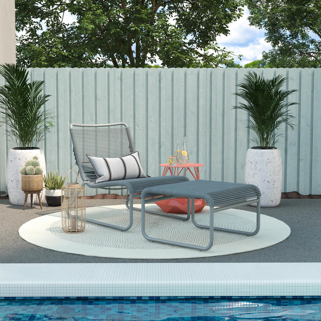 Lita 2 Piece Patio Lounge and Ottoman Set - Charcoal