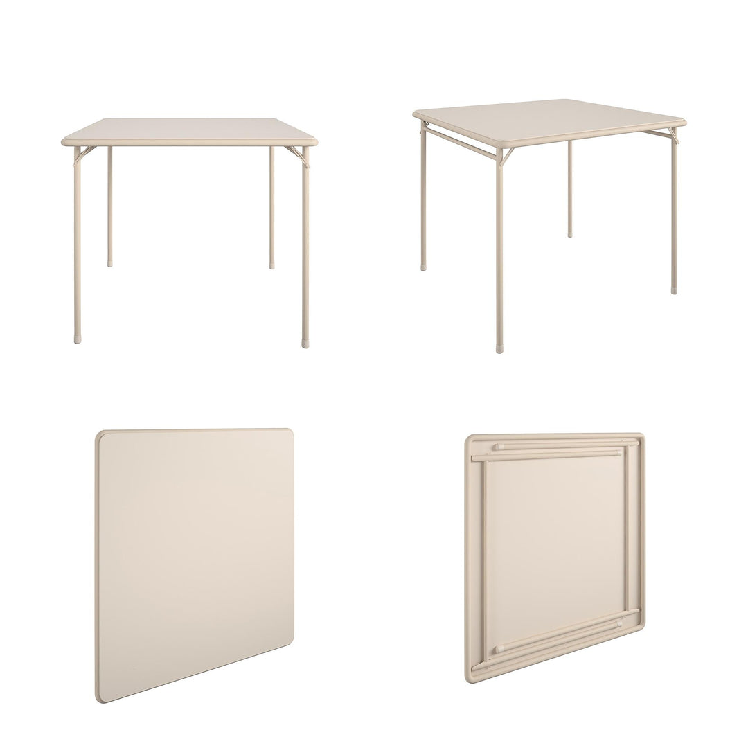 34 Inch x 34 Inch Square Vinyl Top Folding Card Table - Antique Linen - 6’ FIH