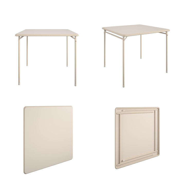 34 Inch x 34 Inch Square Vinyl Top Folding Card Table - Antique Linen - 6’ FIH