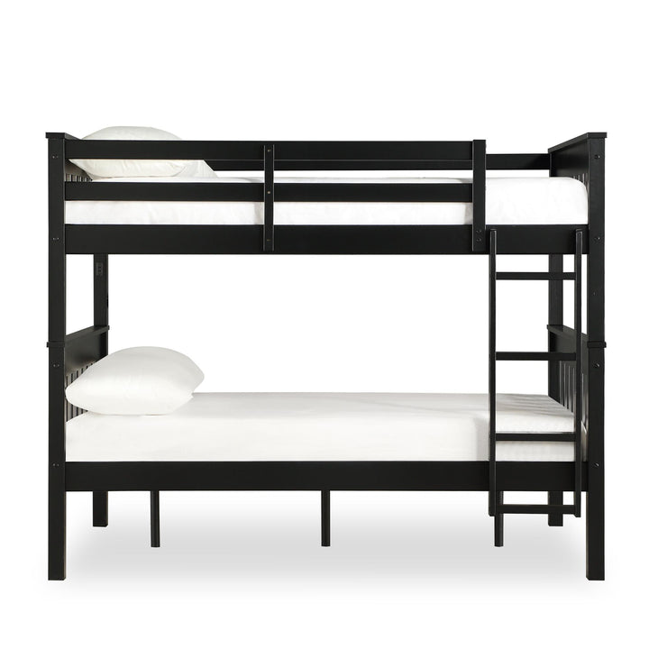 Moon Full-Over-Full Wood Bunk Bed with USB Port and Integrated Ladder - Black