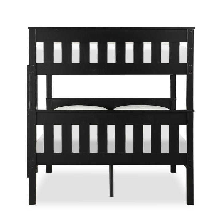 Moon Full-Over-Full Wood Bunk Bed with USB Port and Integrated Ladder - Black