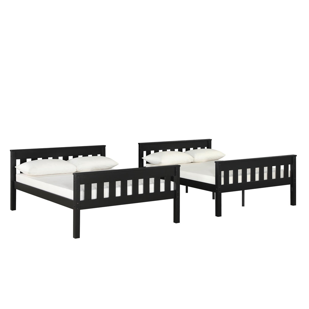 Moon Full-Over-Full Wood Bunk Bed with USB Port and Integrated Ladder - Black