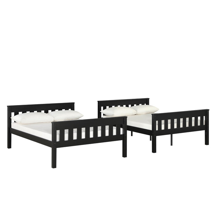 Moon Full-Over-Full Wood Bunk Bed with USB Port and Integrated Ladder - Black