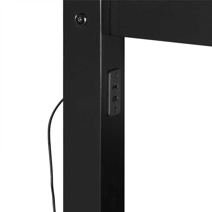 Moon Full-Over-Full Wood Bunk Bed with USB Port and Integrated Ladder - Black