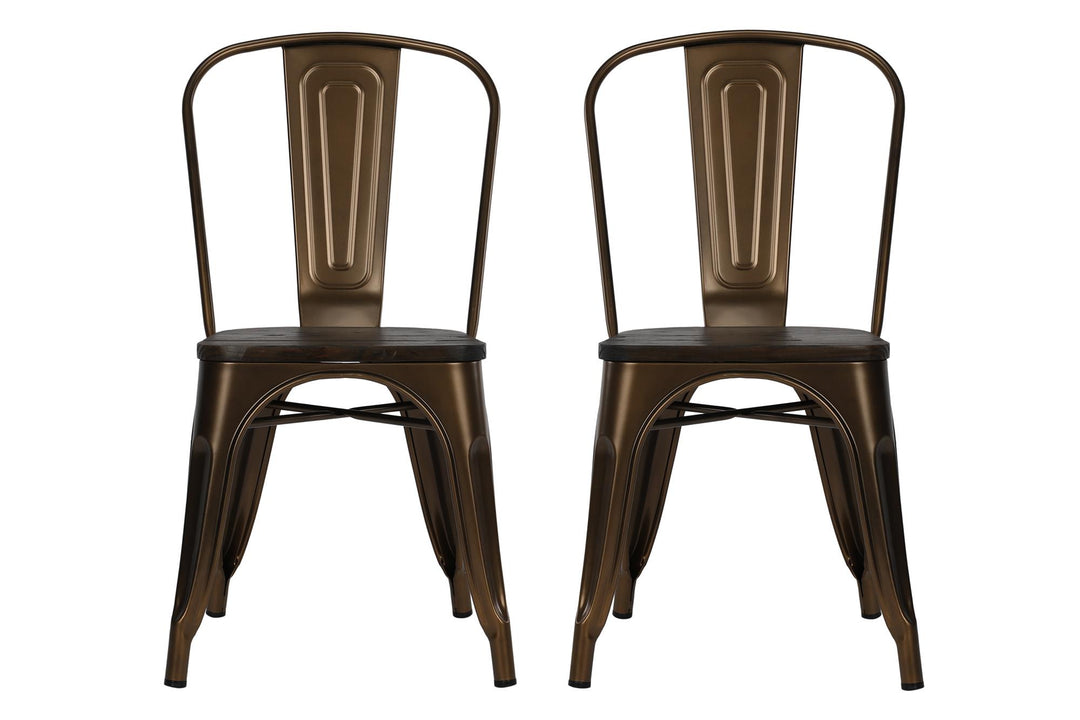 Elegant Fusion Metal Dining Chair -  Bronze