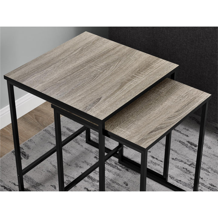 Stewart Rustic Industrial 2 Piece Nesting Table Set  -  Distressed Gray Oak