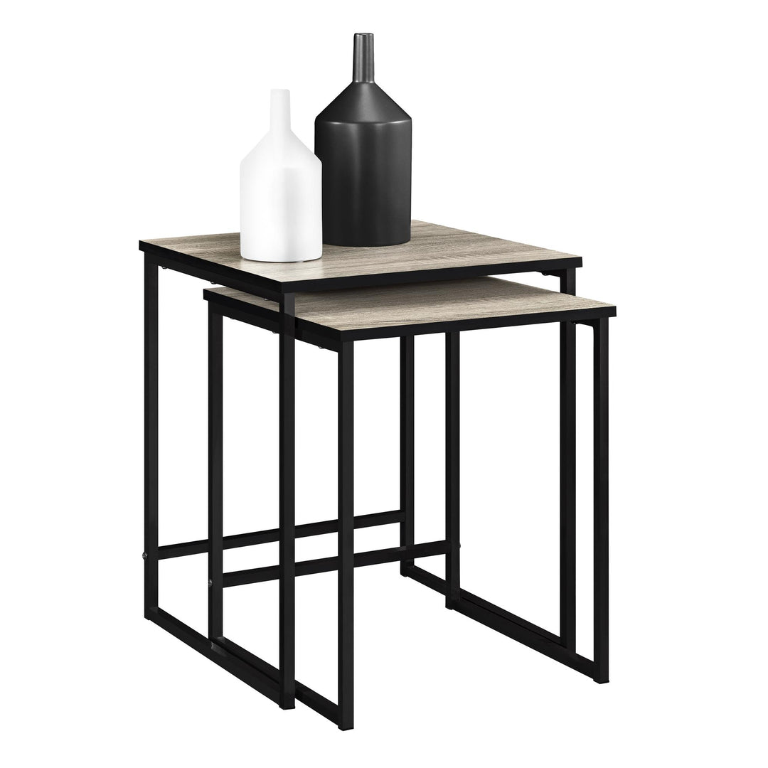 Industrial design 2-piece table set Stewart -  Distressed Gray Oak