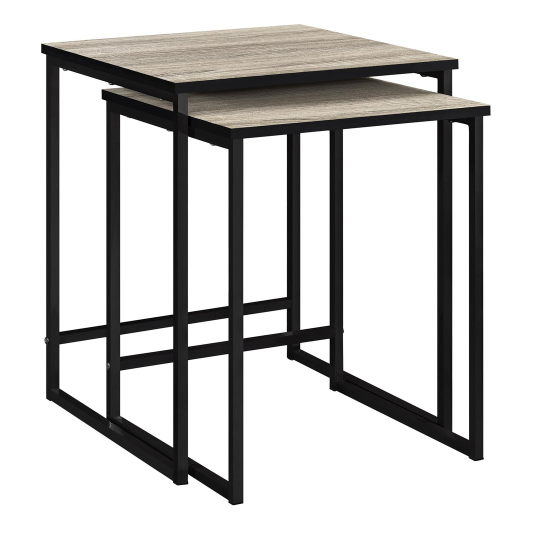Rustic nested side tables with metal accents -  Distressed Gray Oak