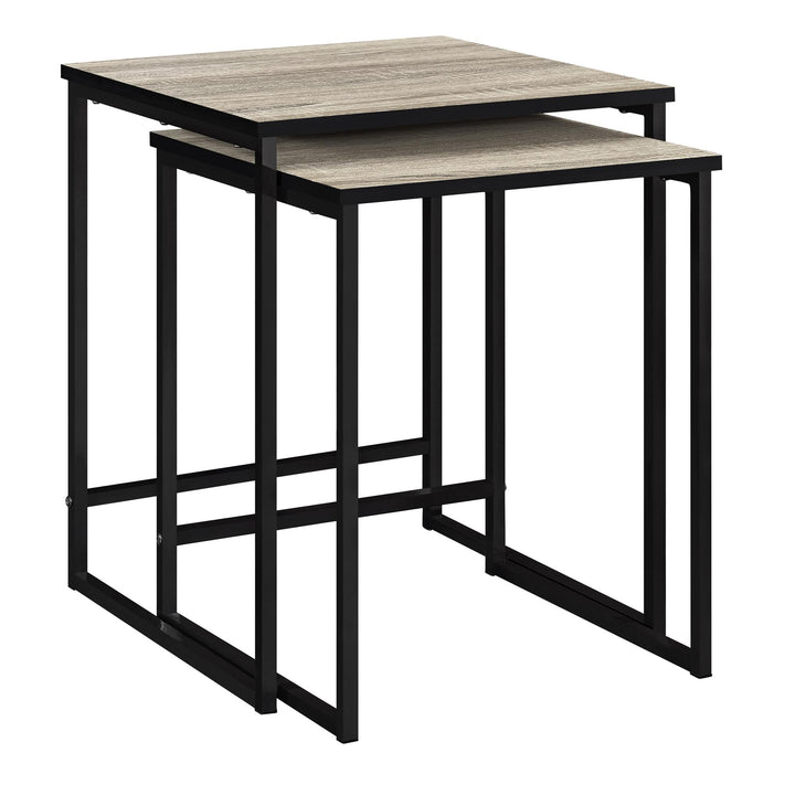 Unique rustic nesting tables by Stewart -  Distressed Gray Oak