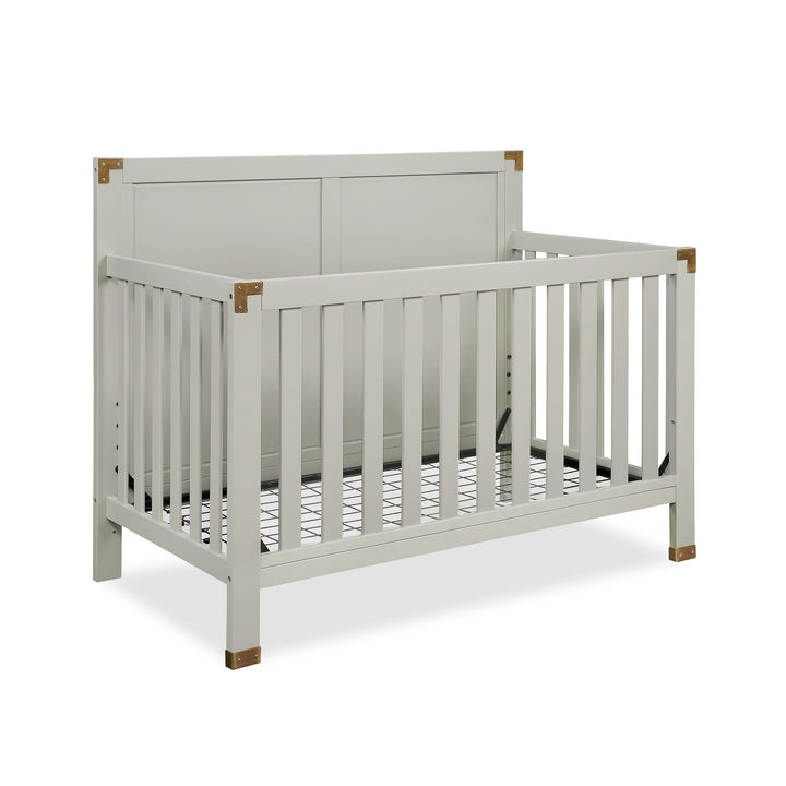 Miles 5 in 1 Convertible Crib with Brass Finished Accents - Soft Grey