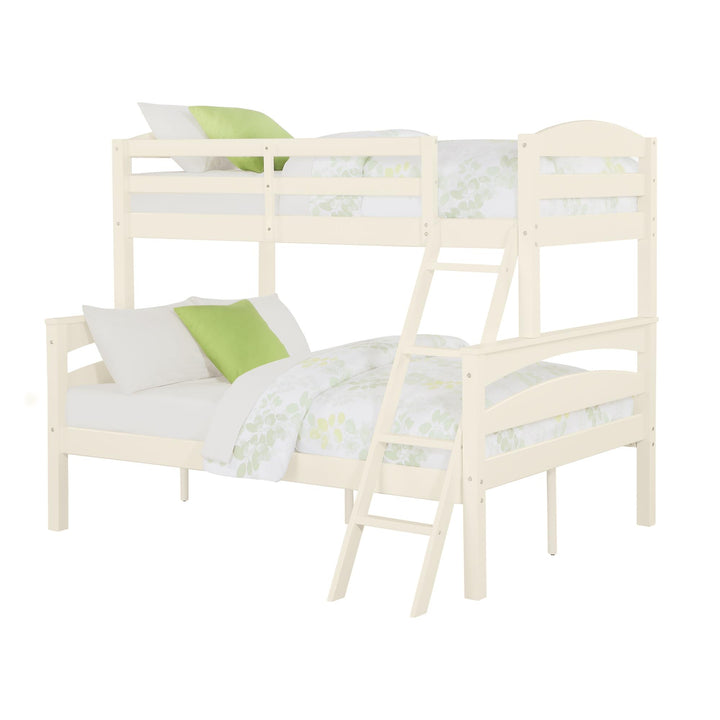 Brady Twin over Full Wooden Bunk Bed Frame with Ladder - White