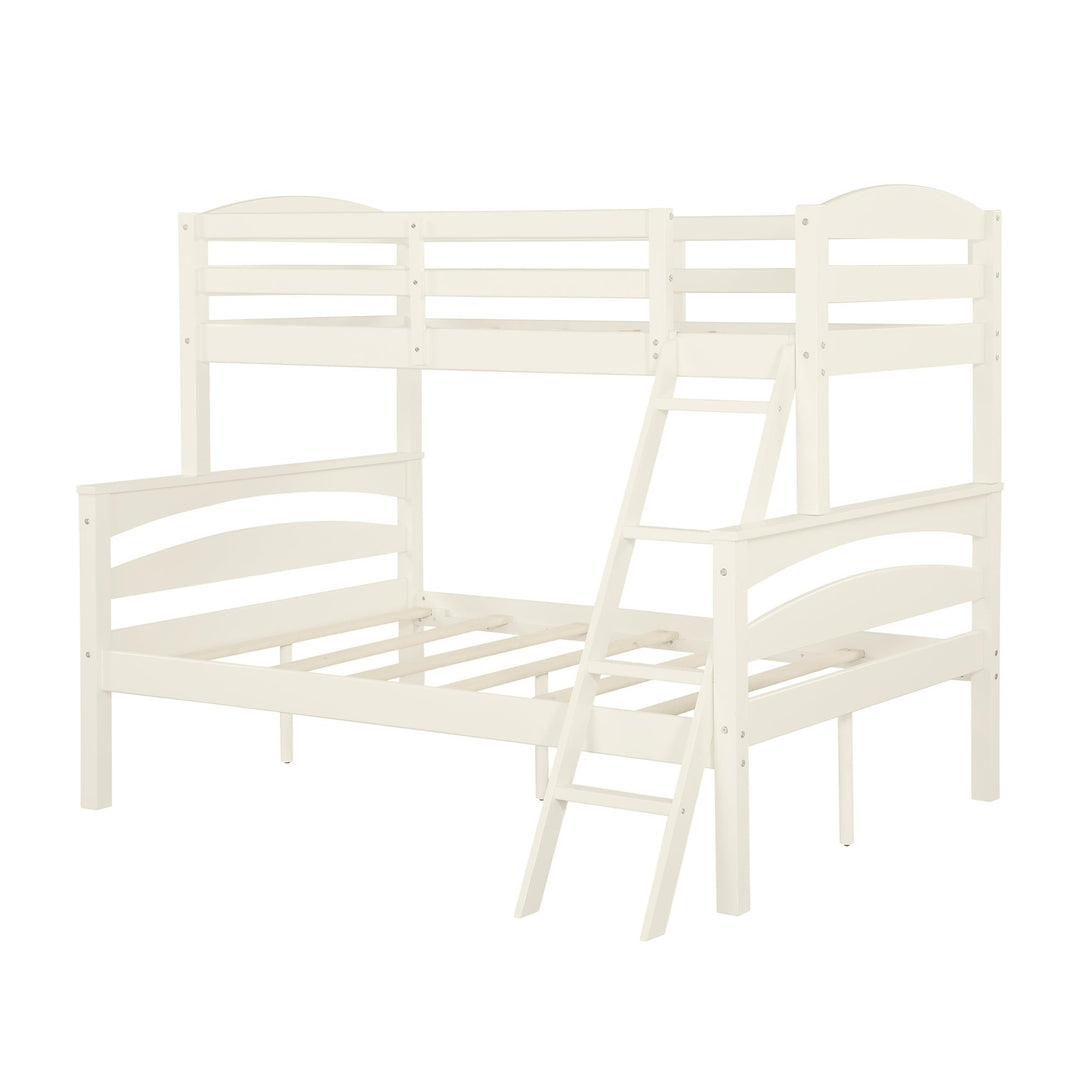 Brady Twin over Full Wooden Bunk Bed Frame with Ladder - White