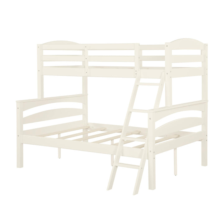 Brady Twin over Full Wooden Bunk Bed Frame with Ladder - White