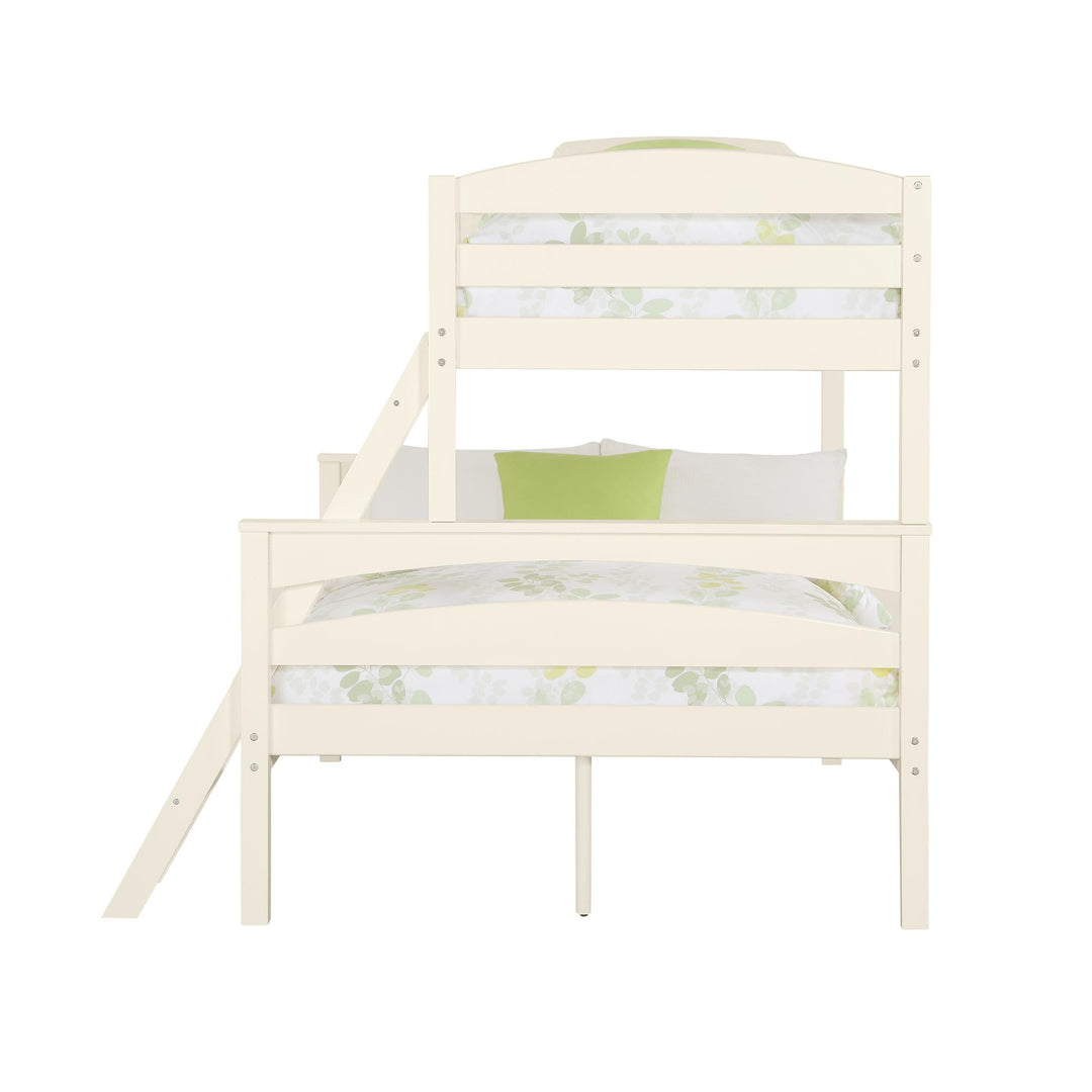 Brady Twin over Full Wooden Bunk Bed Frame with Ladder - White