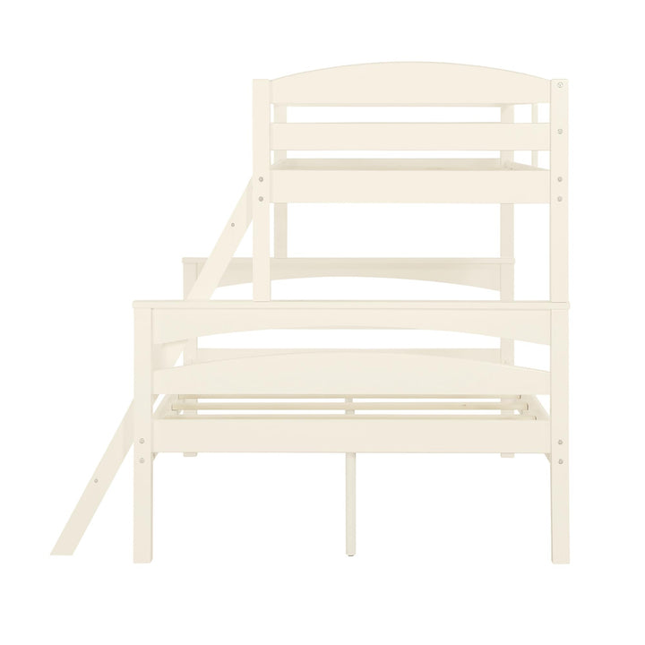 Brady Twin over Full Wooden Bunk Bed Frame with Ladder  -  White