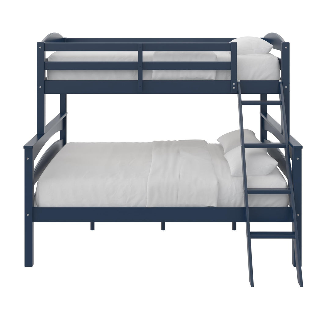 Brady Twin over Full Wooden Bunk Bed Frame with Ladder - Graphite Blue