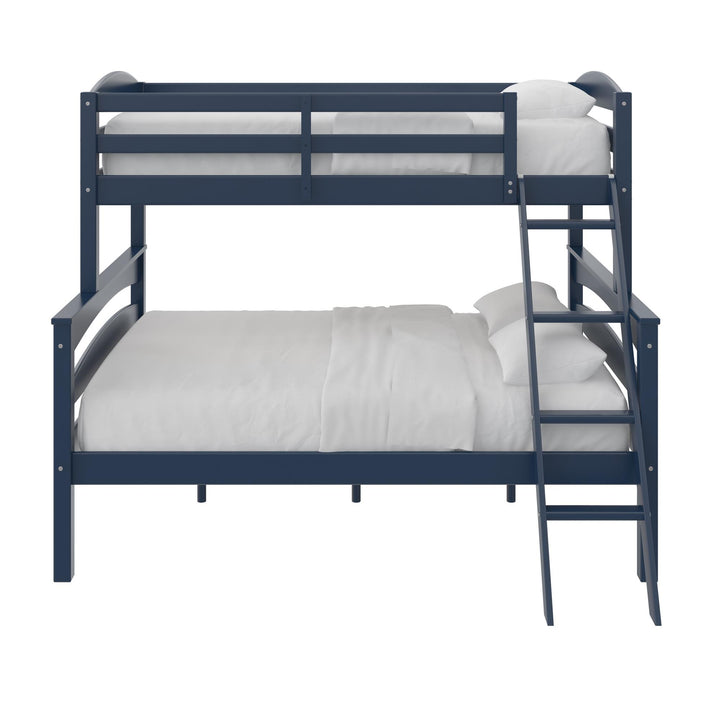 Brady Twin over Full Wooden Bunk Bed Frame with Ladder - Graphite Blue