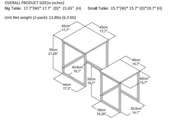 Stewart 2-set tables for industrial themed rooms -  Distressed Gray Oak