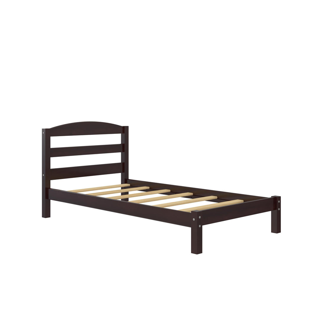 Braylon Twin Sized Wooden Bed Frame with Wood Slats - Espresso