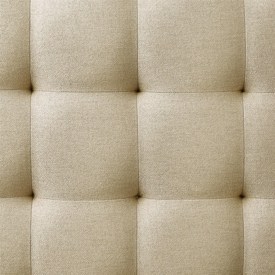 Charlie Square Ottoman with Wood Frame and Upholstered Cushion Top - Beige