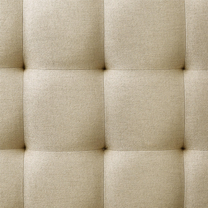 Charlie Square Ottoman with Wood Frame and Upholstered Cushion Top - Beige