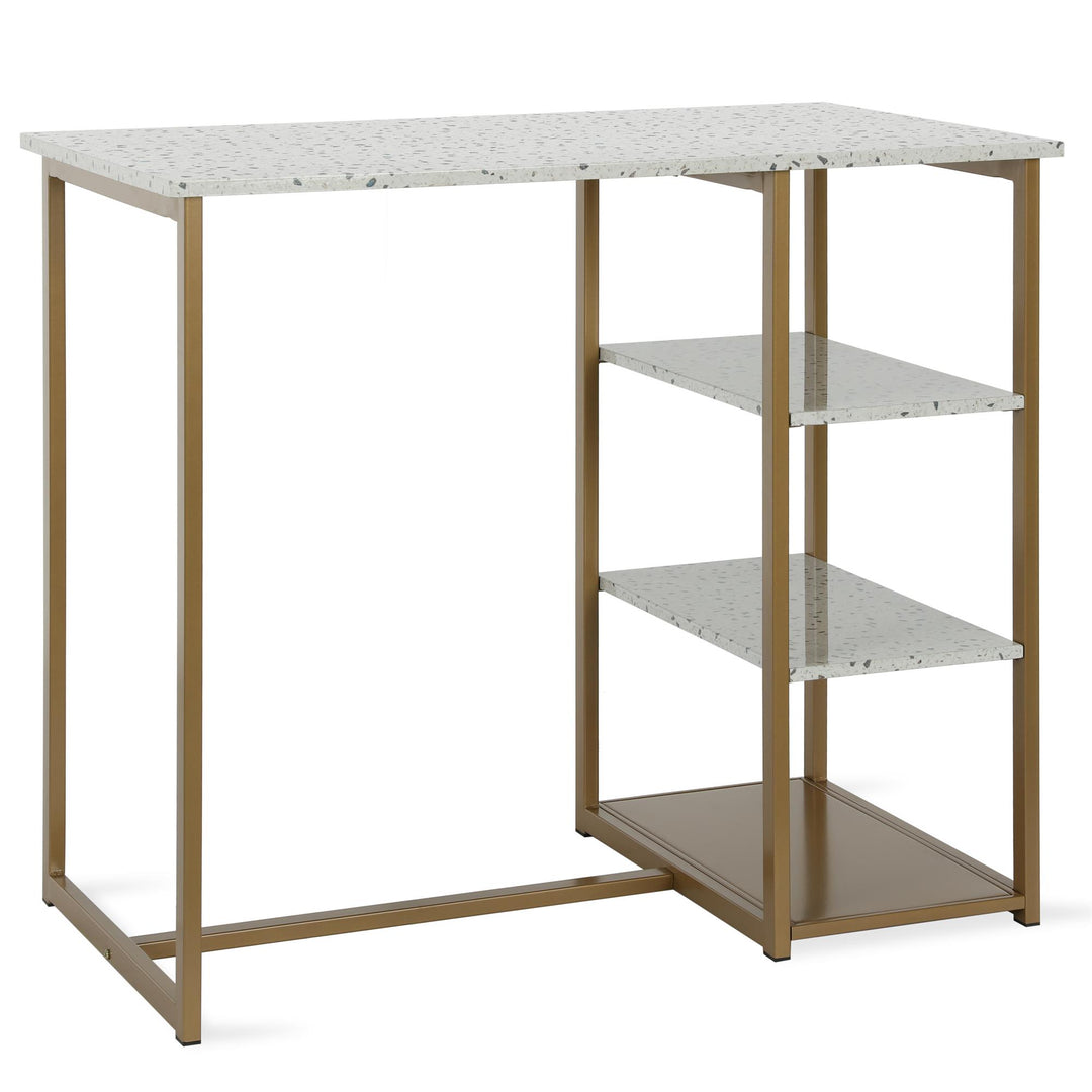 Nora 3-Piece Pub Set with Faux Terrazzo Top - White