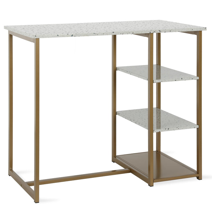 Nora 3-Piece Pub Set with Faux Terrazzo Top - White
