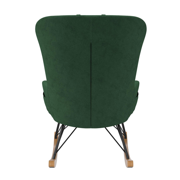 Robbie Rocker Accent Chair with Storage Pockets and Matching Pillow Headrest - Green