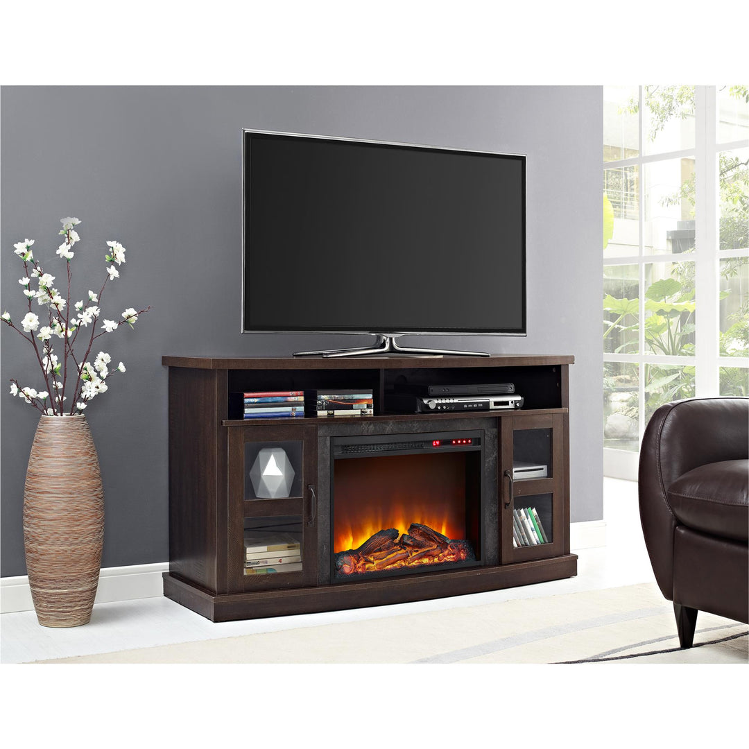 Barrow Creek Fireplace Console with Glass Doors for TVs up to 60" - Espresso