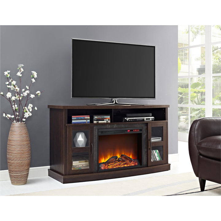 Barrow Creek Fireplace Console with Glass Doors for TVs up to 60" - Espresso