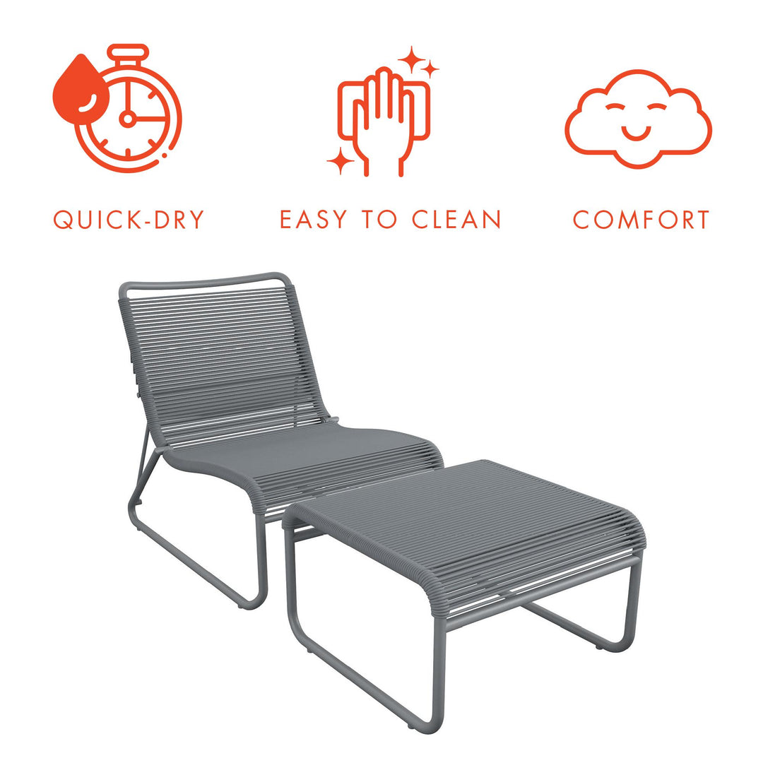 Lita 2 Piece Patio Lounge and Ottoman Set - Charcoal