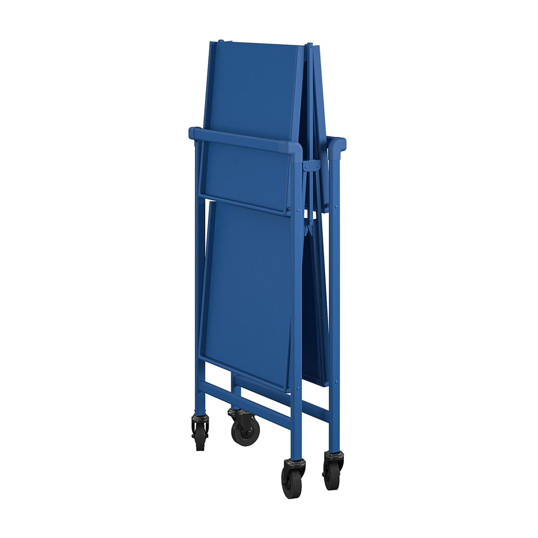 Outdoor Folding Serving Cart with 2 Shelves - Blue - Solid Shelf