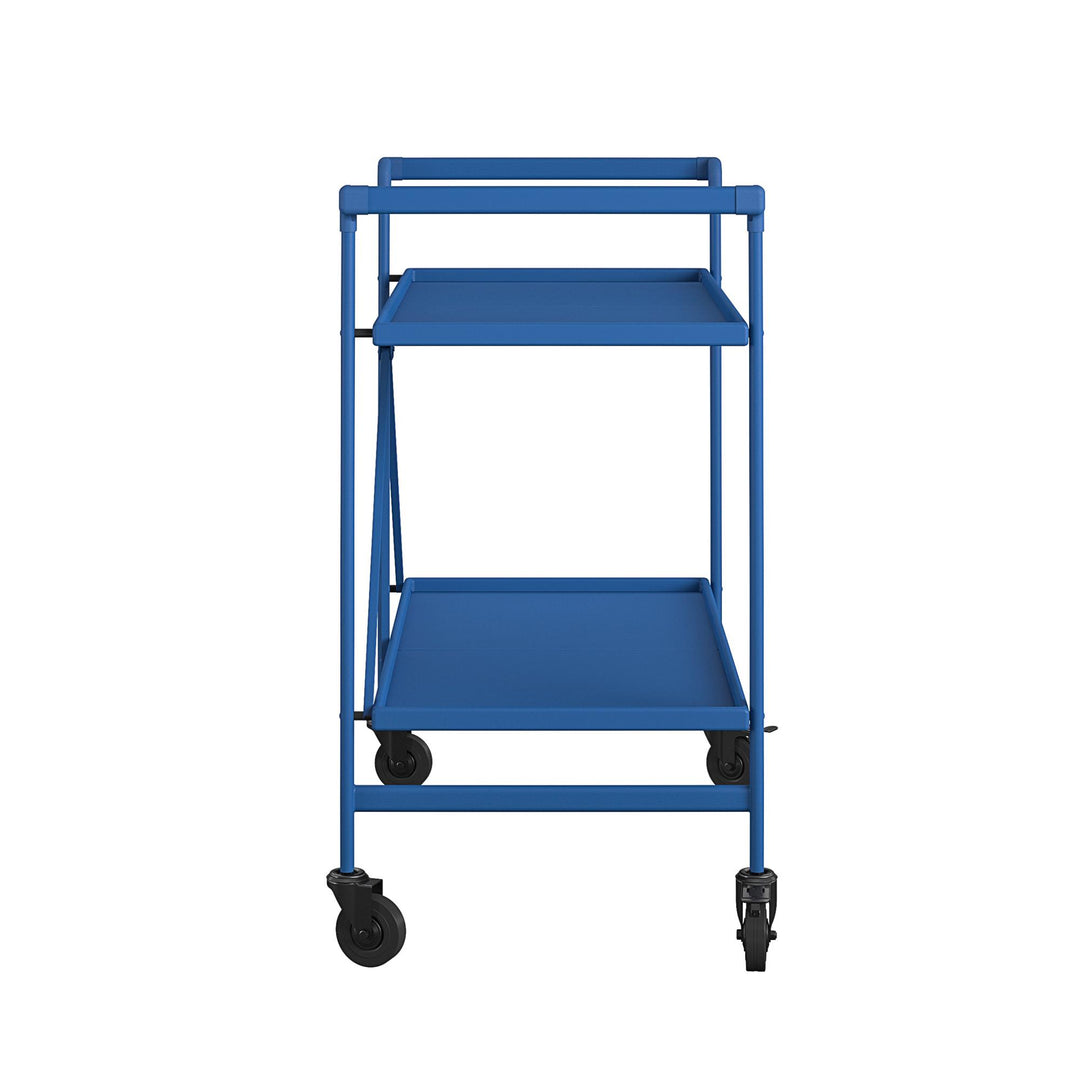 Outdoor Folding Serving Cart with 2 Shelves - Blue - Solid Shelf