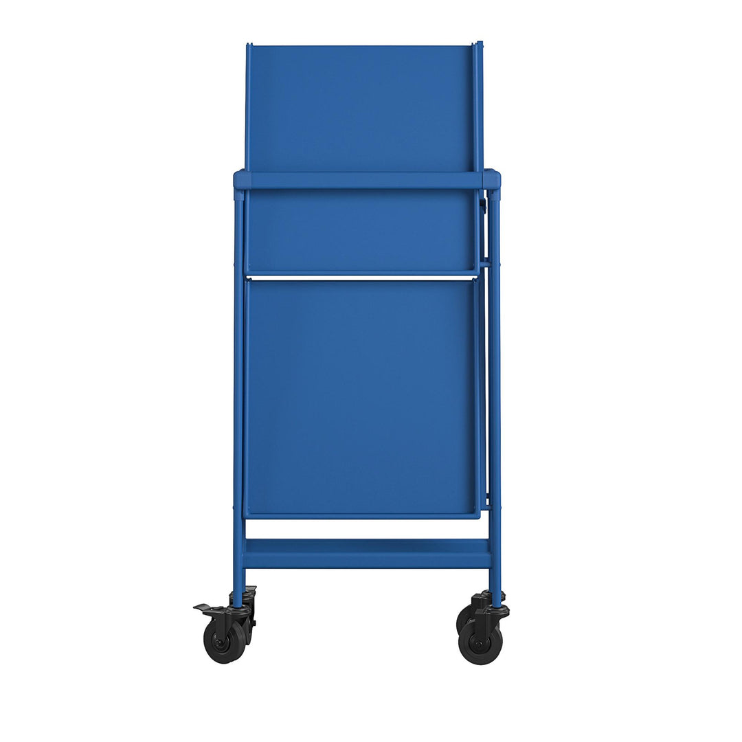 Outdoor Folding Serving Cart with 2 Shelves - Blue - Solid Shelf