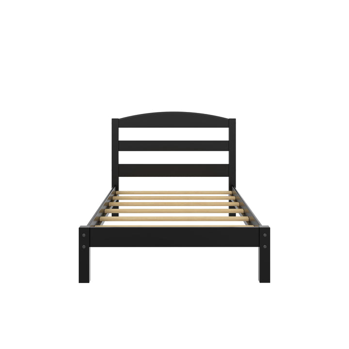Braylon Twin Sized Wooden Bed Frame with Wood Slats - Black