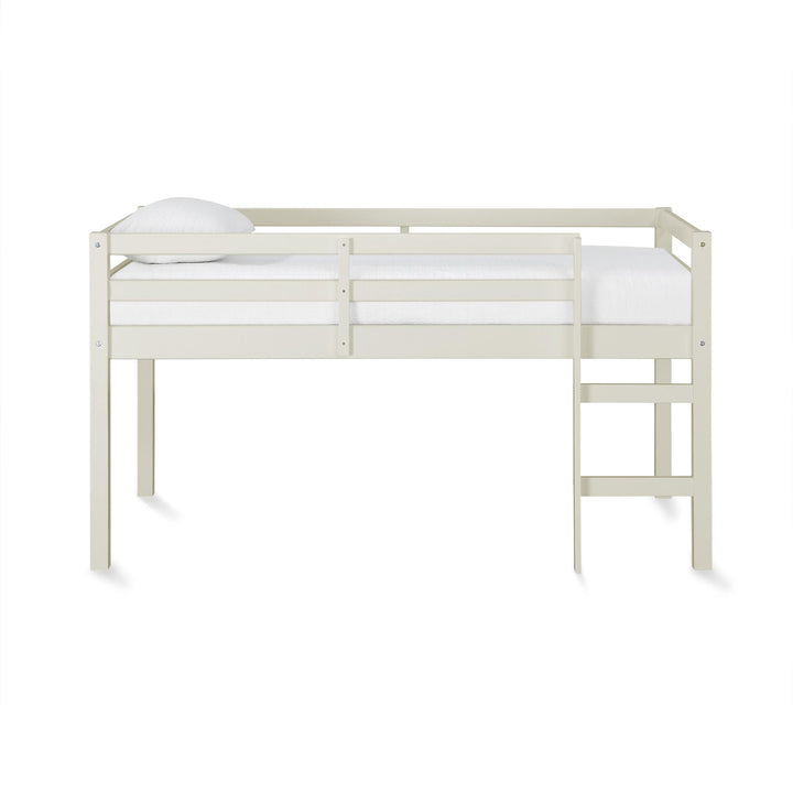 Milton Junior Twin Size Wooden Espresso Loft Bed for Kids - White
