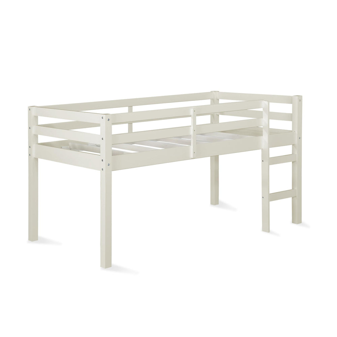 Milton Junior Twin Size Wooden Espresso Loft Bed for Kids - White