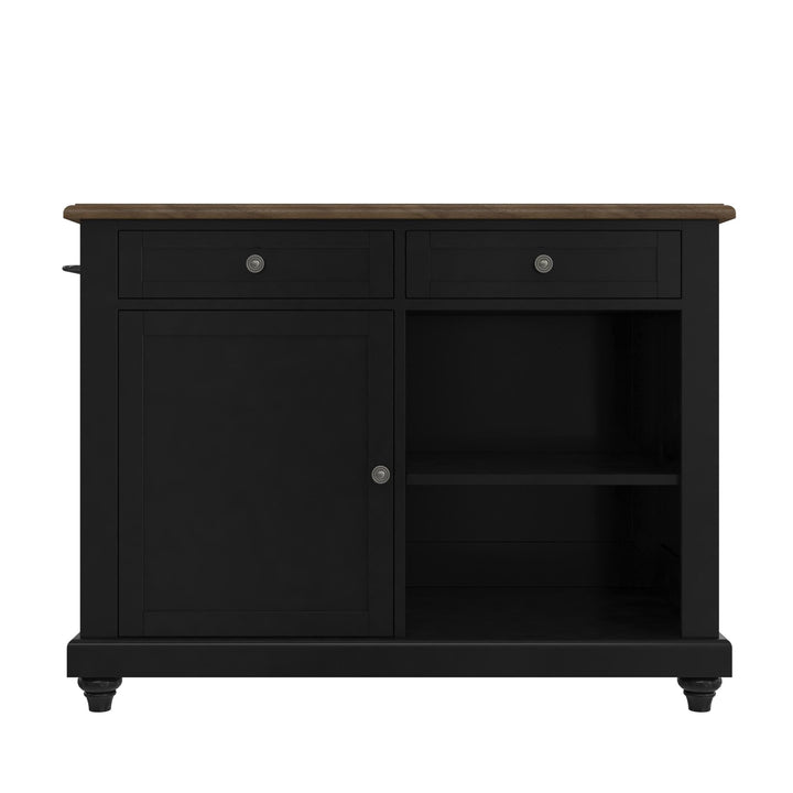 DHP Kelsey Kitchen Island with 2 Stools and Drawers, Black - Black