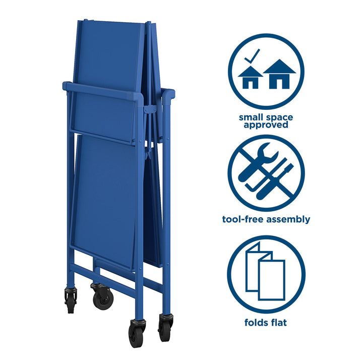 Outdoor Folding Serving Cart with 2 Shelves - Blue - Solid Shelf