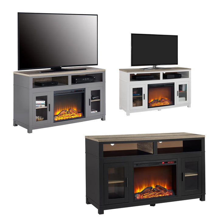 Carver Electric Fireplace TV Stand for TVs up to 60 Inch - Gray