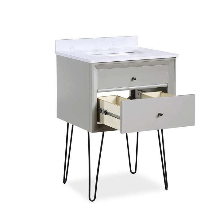 Tribecca 24 Inch Floating Wall Mounted Bathroom Vanity - Gray - 24"