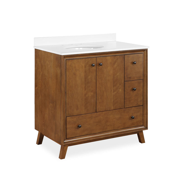 Bleeker Solid Wood Bathroom Vanity with Pre-Installed Oval Porcelain Sink - Chocolate - 36"