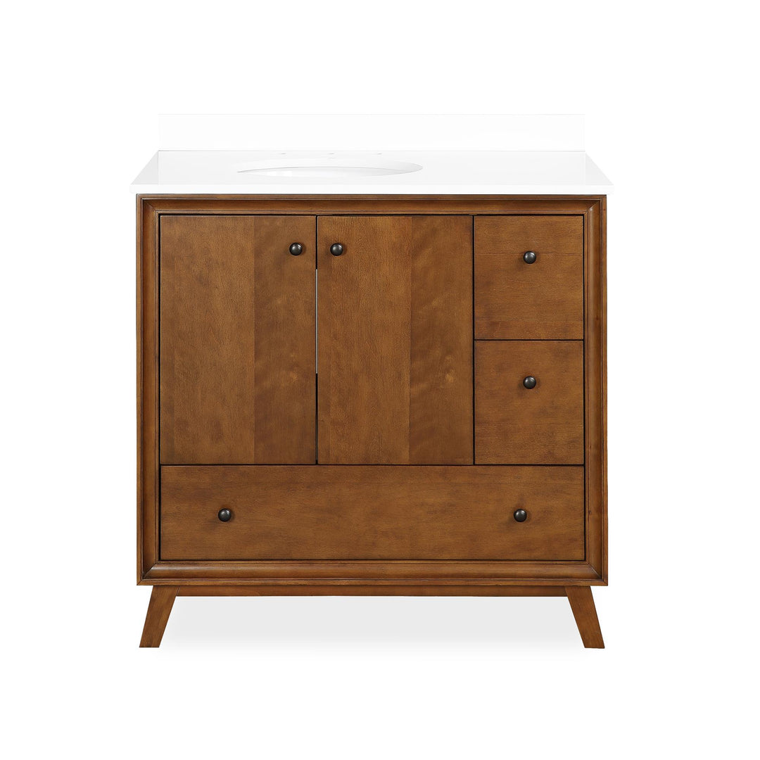 Bleeker Solid Wood Bathroom Vanity with Pre-Installed Oval Porcelain Sink - Chocolate - 36"