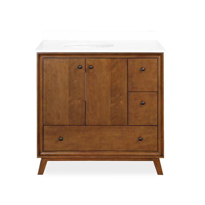 Bleeker Solid Wood Bathroom Vanity with Pre-Installed Oval Porcelain Sink - Chocolate - 36"