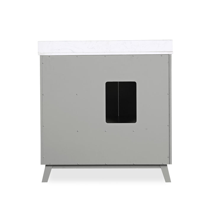 Bleeker Solid Wood Bathroom Vanity with Pre-Installed Oval Porcelain Sink - Gray - 36"